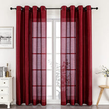 GoodGram 2 Piece Sheer Voile Faux Silk Spring & Summer 84 in. L Grommet Top Curtain Panels - 52 in. W x 84 in. L, Burgundy Re