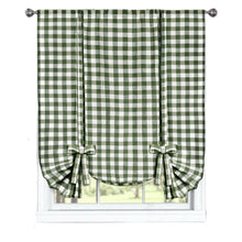 GoodGram Buffalo Check Plaid Gingham Tie Up Window Single Curtain Shade - 42 in. W x 63 in. L, Sage