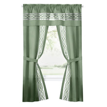Kate Aurora Pacifico 5 Piece Rod Pocket All In One Attached Semi Sheer Window Curtain Panels & Valance Set - 84 in. Long - Sa