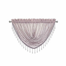 Kate Aurora Elegant Crystal Beaded Chevron Design Window Curtain Valances - 54 in. W x 38 in. L, Soft Plum