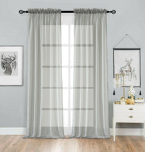 Kate Aurora Living Designer Sheer Voile Rod Pocket Curtains For Small Windows - 52 in. W x 45 in. L, Gray