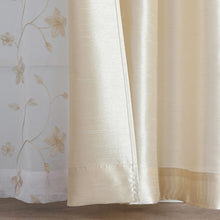 Kate Aurora Jasmine Embroidered 6 Piece Rod Pocket Coordinating Sheer Window Curtain Panels - Champagne