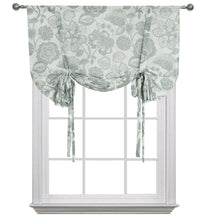 Kate Aurora Shabby Chic Floral Jacobean Sheer Single Tie Up Window Curtain Shade, 42in. W x 63in. L, Aqua