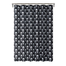 Kate Aurora Halloween Accents Black & White Friendly Skulls Fabric Shower Curtain - Standard Size
