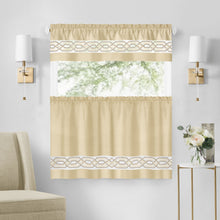 Kate Aurora Pacifico Complete 3 Piece Rod Pocket Embroidered Tier & Valance Kitchen Curtain Set
