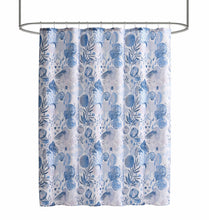 Kate Aurora Nantucket Harbor Blue Coral & Seashells Fabric Shower Curtain - Standard Size