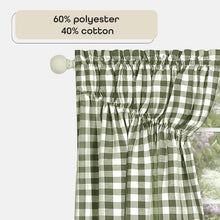 Kate Aurora Farmhouse Plaid Gingham Check Swag Valance Curtain Panel Pair - 72 in. W x 63 in. L, Green