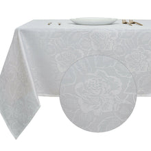 Kate Aurora Shabby Chic Floral Fabric Tablecloth - 56 in. W x 84 in. L, White