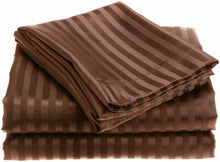 Kate Aurora 4-piece Premium Hotel Quality Striped Bed Sheet Sets - 39in W x 75in L, Chocolate