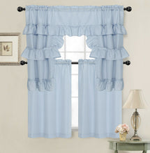 Kate Aurora Country Farmhouse Living Solid Colored Cafe Kitchen Curtain Tier & Swag Valance Set - 56 in. W x 36 in. L, Light 