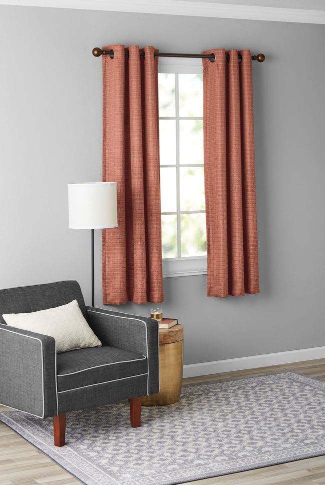 Kate Aurora Modern Living 2 Pack Textured Woven Light Filtering Grommet Top Window Curtain Panels - 63 in. Long - Spice