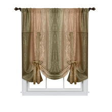 GoodGram Ombre Crushed Satin Sheer Single Window Curtains & Valances - 50 in. W x 63 in. L Single Tie Up Shade, Earth