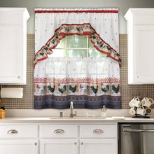 Kate Aurora Old Country Rooster Cottage Sheer Kitchen Curtain Tier & Swag Set - 36 in. Long