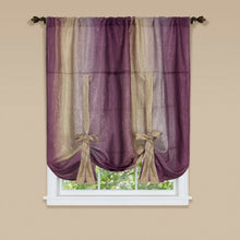 GoodGram Ombre Crushed Satin Sheer Single Window Curtains & Valances - 50 in. W x 63 in. L Single Tie Up Shade, Aubergine