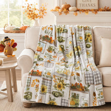 Kate Aurora Autumn Thanksgiving Patchwork Trucks & Pumpkin Patch Accent Plush Throw Blanket - 50 In. X 70 In.