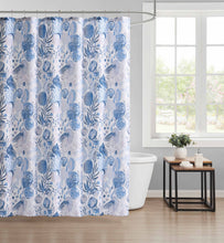 Kate Aurora Nantucket Harbor Blue Coral & Seashells Fabric Shower Curtain - Standard Size
