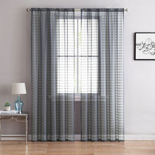 Kate Aurora 2 Piece Rod Pocket Plaid Sheer Voile Window Curtain Panels - 84 in. Long - Charcoal