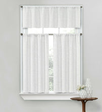 Kate Aurora Complete Textured 3 Piece Café Kitchen Curtain Tier & Valance Set - 56 in. W x 15 in. L, White