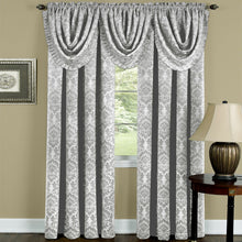 Kate Aurora 5 Piece Damask Thermal Blackout Rod Pocket Window Curtains & Valances Set - 52 in. W x 63 in. L, Silver