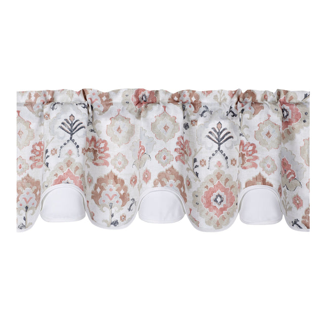 Kate Aurora Contemporary Influencer Water Color Damask Medallion Rod Pocket Window Valance - Spice