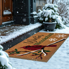 Kate Aurora Christmas Winter Wonderland Cardinal & Snowflakes Bristled Outdoor Welcome Mat - 18"x30"