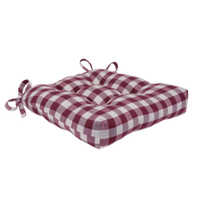Kate Aurora Set of 2 Country Farmhouse Plaid Stain/Water Resistant Chair Cushions - Burgundy