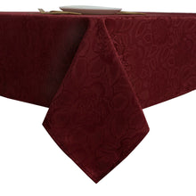 Kate Aurora Shabby Chic Floral Fabric Tablecloth - 56 in. W x 102 in. L, Burgundy