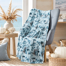 Kate Aurora Coastal Autumn Harvest Teal Halloween Pumpkin Patch Plush Oversized Accent Throw Blanket - 50 In. W X 70 In. L