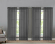 Kate Aurora 4 Piece Basic Home Rod Pocket Sheer Voile Window Curtain Panels - 52 in. W x 84 in. L, Gray