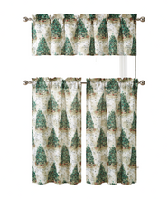 Kate Aurora Christmas Trees & Evergreens Complete Semi Sheer Kitchen Curtain Tier & Valance Set