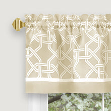 Kate Aurora Geometric Crescent 3 Piece Rod Pocket Cafe Kitchen Curtain Tier & Valance Set - 36 in. Long - Taupe