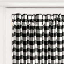 Kate Aurora Plaid Country Farmhouse French Door Curtain Panel With Matching Tieback - 25W x 40L, Black