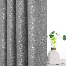 GoodGram Montauk Accents 2 Piece Grommet Top Sparkly Metallic Light Filtering Window Curtains - 63 in. Long - Gray