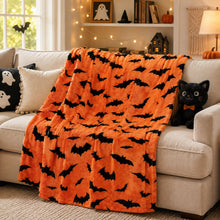 Kate Aurora Halloween Spooky Bats Pumpkin Orange & Black Ultra Soft & Plush Oversized Accent Throw Blanket - 50 in. W x 70 in