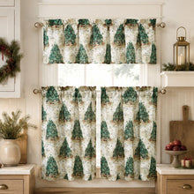 Kate Aurora Christmas Trees & Evergreens Complete Semi Sheer Kitchen Curtain Tier & Valance Set