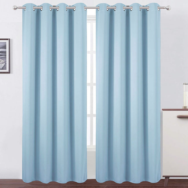 Kate Aurora 1 Piece Custom Decor Baby Blue Light Filtering Grommet Top Curtain Panel - 45 in. Long