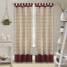 Kate Aurora 2 Pack: Shabby Farmhouse Plaid Tab Top Tattersall Window Curtains