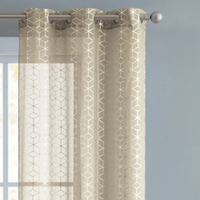 Kate Aurora 2 Piece Extra Long Metallic Sheer Grommet Top Window Curtain Panels - Taupe/Gold