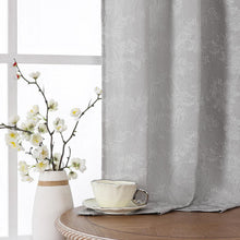 Kate Aurora 3 Piece Rod Pocket Orly Jacquard Floral Kitchen Curtain Tier & Valance Set - Gray