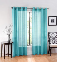 GoodGram Ultra Luxurious Elegant Sheer Grommet Single Curtain Panel - 54 in. W x 84 in. L, Turquoise