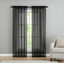 Kate Aurora Living Premium 2 Pack Sheer Voile Window Curtain Panels - 52 in. W x 84 in. L, Black