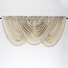 Kate Aurora 7 Piece Hampton Elegance Sheer Curtain Panels & Beaded Valances Set - Beige Beige