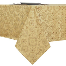 Kate Aurora Regency Collection Raised Jacquard Damask Fabric Tablecloth - 54 in. W x 84 in. L (6-8 Chairs), Gold