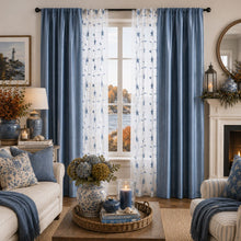 Kate Aurora Jasmine Embroidered 6 Piece Rod Pocket Coordinating Sheer Window Curtain Panels - Blue