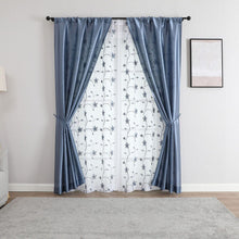Kate Aurora Jasmine Embroidered 6 Piece Rod Pocket Coordinating Sheer Window Curtain Panels - Blue