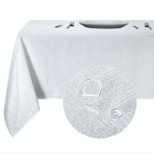 Kate Aurora Diamond Textured Spill And Stain Proof All Purpose Fabric Tablecloth - 60 in. W x 84 in. L (6-8 Chairs), White