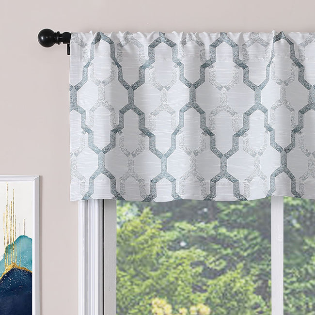 Kate Aurora Living Shabby Trellis Clover Rod Pocket Window Curtain Valances - 56 in. W x 14 in. L, Turquoise