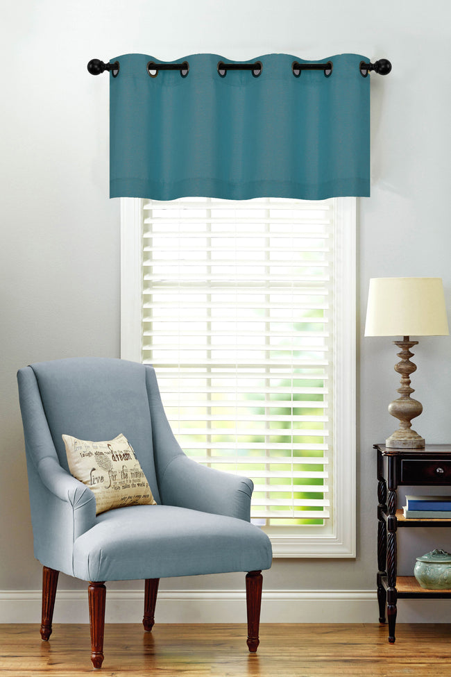 Kate Aurora Oversized Grommet Top Solid Color Window Valance - 50 in. W x 18 in. L, Monroe Teal