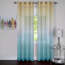 Kate Aurora Tropical Living Semi Matte Sheer Ombre Chic Grommet Top Window Curtains - 52 in. W x 84 in. L, Citrus Multi