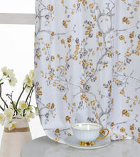 Kate Aurora Complete 3 Piece Rod Pocket Cherry Blossom Cafe Kitchen Curtain Tier & Valance Set - Gold